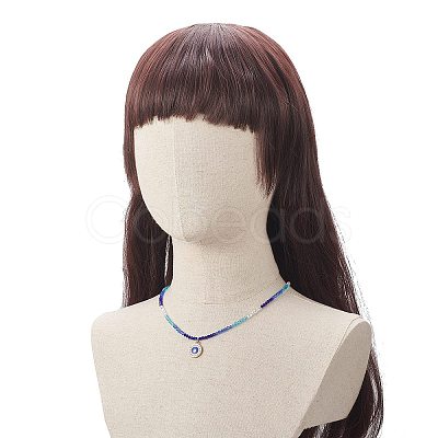 Alloy Enamel Evil Eye Pendant Necklace with Crystal Rhinestone NJEW-JN04206-1