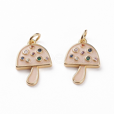 Brass Micro Pave Colorful Cubic Zirconia Pendants X-KK-C100-09G-1