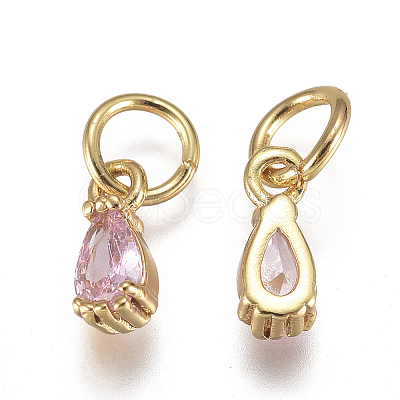 Brass Micro Pave Cubic Zirconia Charms ZIRC-F111-04G-04-1