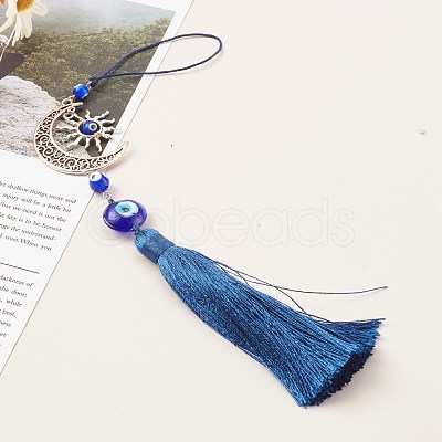 Nylon Tassel Big Pendants Decorations HJEW-JM00493-1