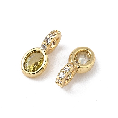 Brass Micro Pave Cubic Zirconia Charms KK-Q039-04G-1