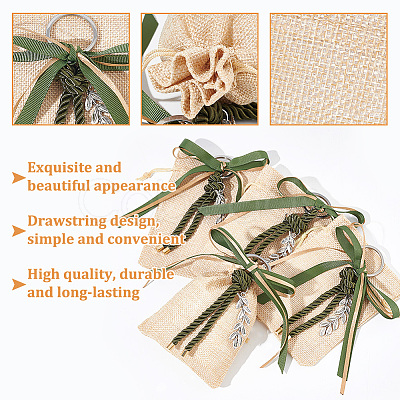 Rectangle Polyester Imitation Burlap Packing Pouches Drawstring Bags ABAG-AB00006-1