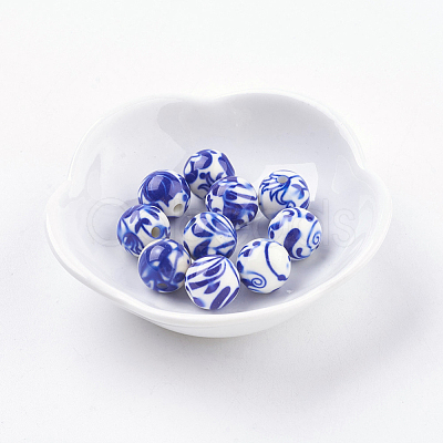 Spray Painted Resin Beads RESI-E009-12mm-09-1