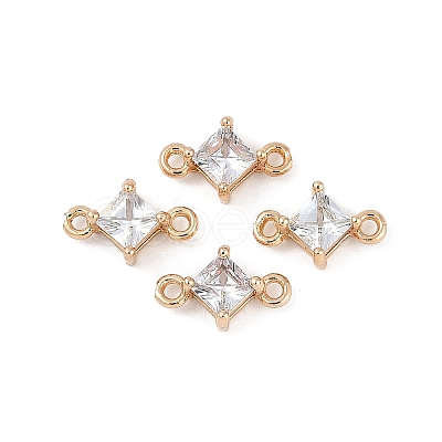 Brass Pave Glass Rhombus Links Connector Charms X1-GLAA-Q088-001E-1
