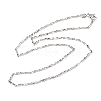 2MM Brass Textured Flat Bar Link Chains Necklaces for Men Women NJEW-L012-08P-1