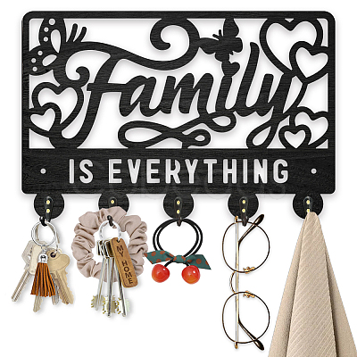 Wood & Iron Wall Mounted Hangers HJEW-WH0055-227-1