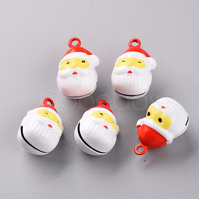 Christmas Baking Paint Brass Bell Pendants KKB-S002-008-1