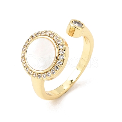 Brass Micro Pave Cubic Zirconia Open Cuff Rings CU-CBA4898-08G-09-1