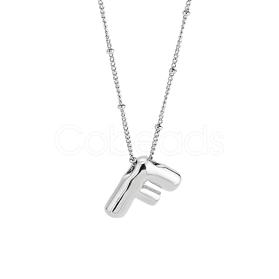 1pc Brass Chain with Alloy Letter Pendants Necklaces NJEW-LP0001-41F-P-1