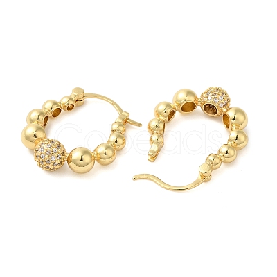 Brass Micro Pave Clear Cubic Zirconia Hoop Earrings EJEW-G399-02G-1