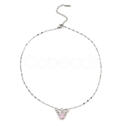 Deer Platinum Brass Micro Pave Cubic Zirconia Pendant Necklaces NJEW-E105-16P-1