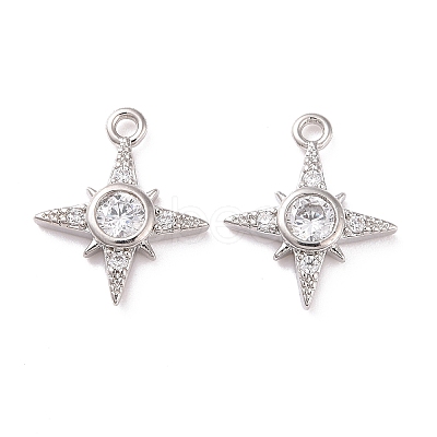 Brass Micro Pave Clear Cubic Zirconia Charms X-KK-G418-08P-1