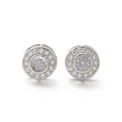 Brass Micro Pave Clear Cubic Zirconia Stud Earrings X-EJEW-Q015-10P-1