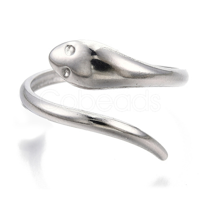 Non-Tarnish 304 Stainless Steel Snake Cuff Ring RJEW-N038-113P-1