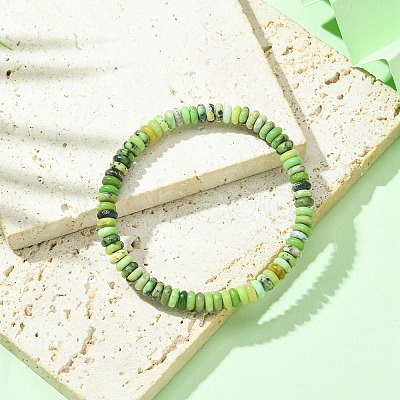 Natural Serpentine Jade Flat Round Beaded Stretch Bracelets BJEW-JB09439-1