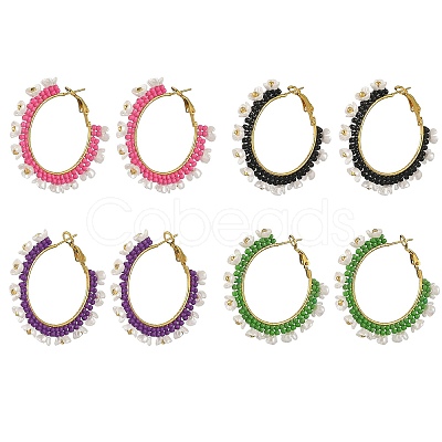 Glass Hoop Earrings EJEW-MZ00827-1