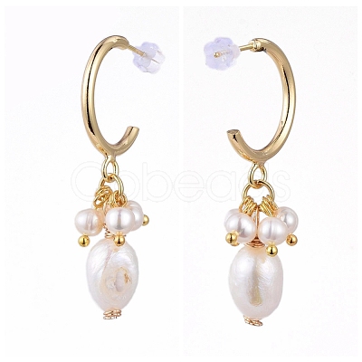 Brass Half Hoop Earrings EJEW-JE04159-1