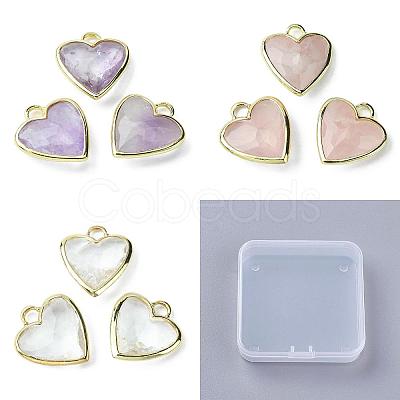 3Pcs 3 Styles Natural Amethyst & Rose Quartz & Quartz Crystal Pendants G-BC0001-64-1
