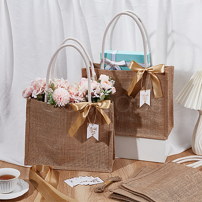 10Pcs Rectangle Canvas Cloth Tote Bags ABAG-UN0001-14-1