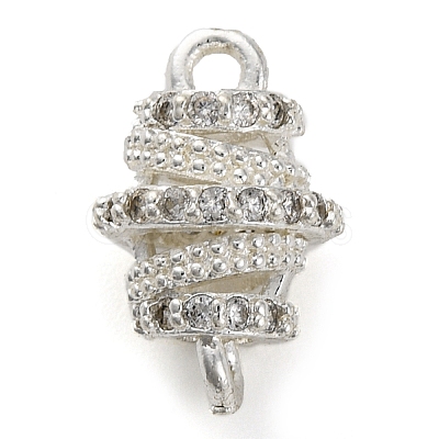 Brass Micro Pave Clear Cubic Zirconia Hollow Oval Connector Charms KK-A230-05C-S-1