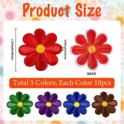 50Pcs 5 Colors Computerized Embroidery Cloth Iron on/Sew on Patches PATC-CY0001-17B-1