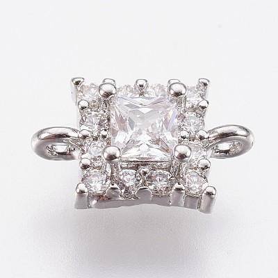 Brass Micro Pave Cubic Zirconia Links ZIRC-F084-53P-1