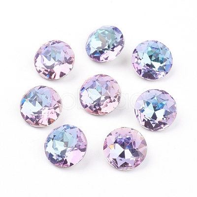 Pointed Back & Back Plated Glass Rhinestone Cabochons RGLA-J012-8mm-001VL-1