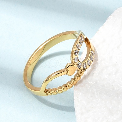 304 Stainless Steel Micro Pave Cubic Zirconia Finger Rings for Women RJEW-A104-01G-1