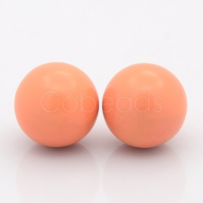 No Hole Spray Painted Brass Round Ball Beads Fit Cage Pendants KKB-J002-07-1