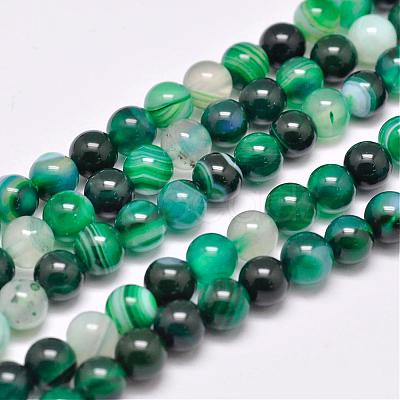 Natural Striped Agate/Banded Agate Bead Strands G-G962-8mm-05-1