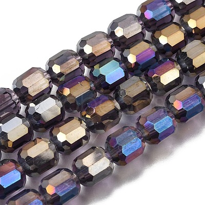 Electroplate Transparent Column Glass Beads Strands EGLA-A043-02-HP02-1