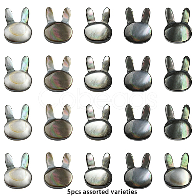 5Pcs Natural Black Lip Shell Beads SHEL-YW0001-22-1