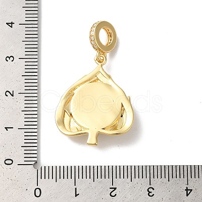 Rack Plating Brass Micro Pave Clear Cubic Zirconia European Dangle Charms KK-G504-26G-1