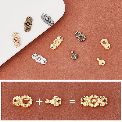 Nbeads 80 Sets 5 Colors Flower Alloy Snap Lock Clasps FIND-NB0004-03-1