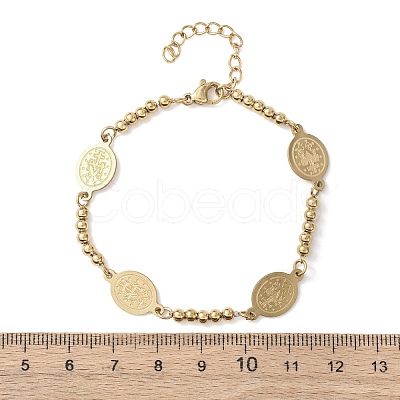 Religion 304 Stainless Steel Link Bracelets BJEW-F524-04B-G-1