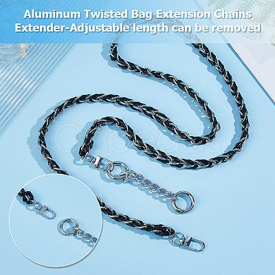 1Pc Black PU Leather Alloy Purse Chains FIND-HS0001-91P-1