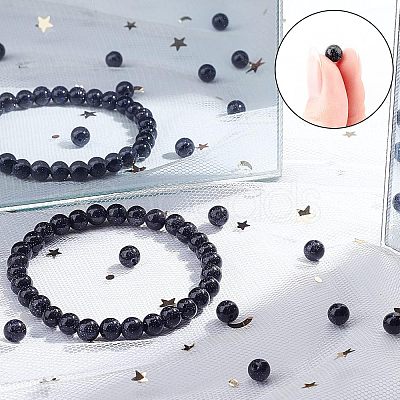 CHGCRAFT 4 Strands Synthetic Blue Goldstone Beads Strands G-CA0001-19-1