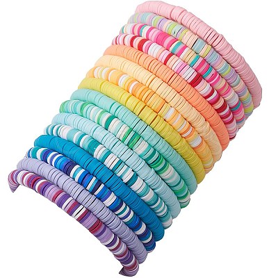 16Pcs 16 Colors Handmade Polymer Clay Beaded Stretch Bracelets Sets BJEW-JB10764-1