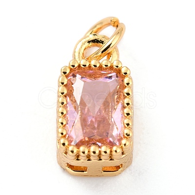 Real 18K Gold Plated Brass Inlaid Cubic Zirconia Charms ZIRC-L100-075G-08-1