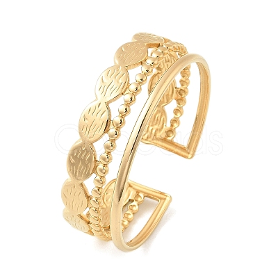 304 Stainless Steel Cuff Bangles for Women BJEW-B120-04G-03-1