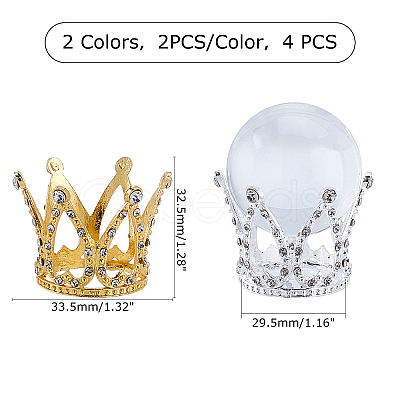 Olycraft 4Pcs 2 Colors Crown Alloy Display Ornaments FIND-OC0001-39-1