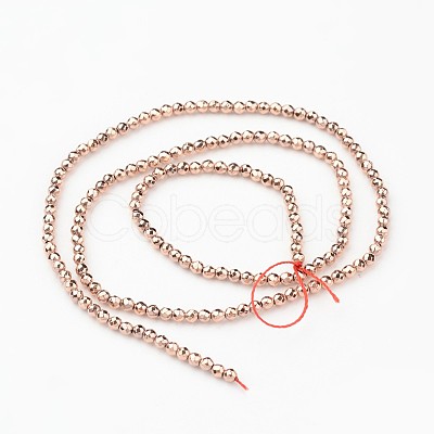 Eco-Friendly Long-Lasting Plated Non-magnetic Synthetic Hematite Smooth Beads Strands G-I175-34-2mm-RG-1