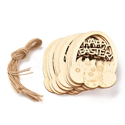 DIY Egg Shape Handmade Hollow Out Graffiti Wood WOOD-G007-03-1