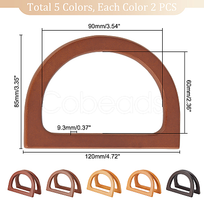 10Pcs 5 Colors Wood Bag Handles FIND-PH0010-72-1