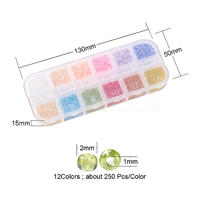 12 Style 12/0 Glass Seed Beads SEED-YW0001-49B-1