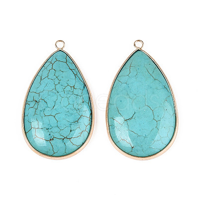 Dyed Synthetic Turquoise Teardrop Pendants TURQ-T004-27-1