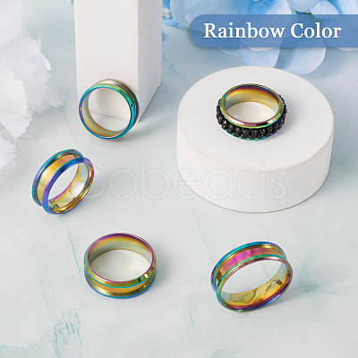 6Pcs 6 Style 201 Stainless Steel Engravable Grooved Finger Rings Set for Women RJEW-YS0001-02-1