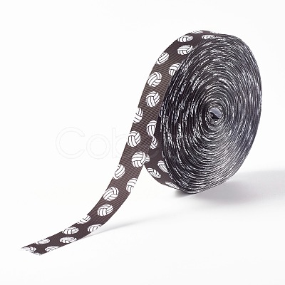 Single Face Volleyball Printed Polyester Grosgrain Ribbons SRIB-P019-01-1