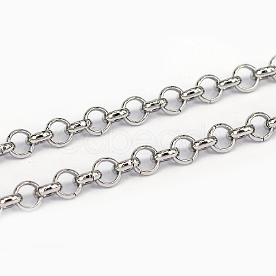 Non-Tarnish 3.28 Feet 304 Stainless Steel Rolo Chains X-CHS-L001-28-4mm-1
