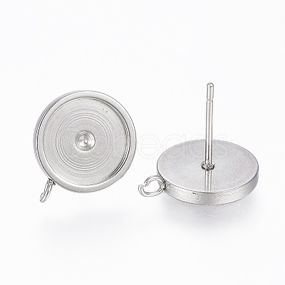 Non-Tarnish 201 Stainless Steel Stud Earring Settings LS-STAS-G179-41P-10mm-1